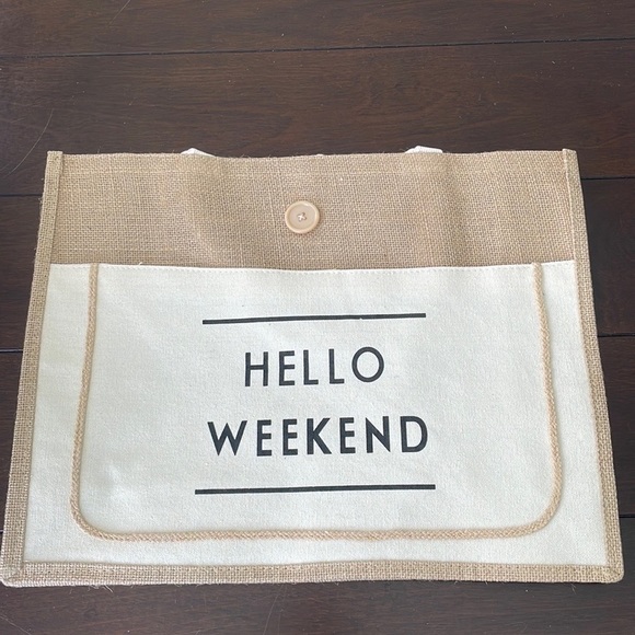 Unique Vintage Hello Weekend Tote Bag - NWT - Picture 2 of 3